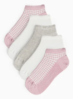Houndstooth Trainer Sock 5 Pack 4-8