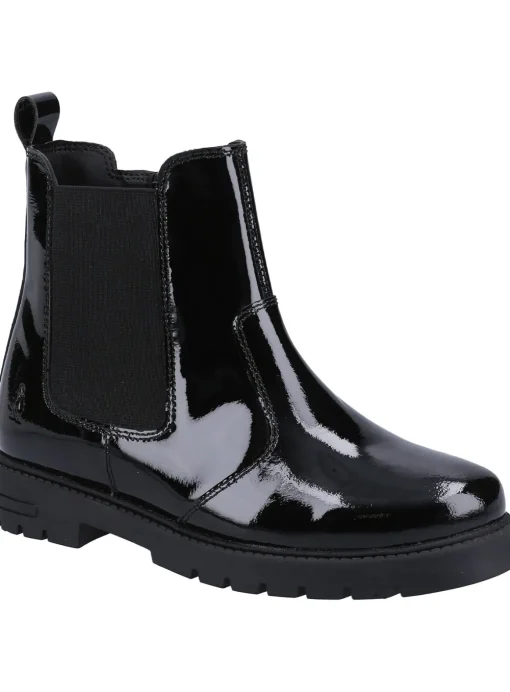 HUSH PUPPIES Laura Patent Junior Leather Chelsea Boots 11 Infant