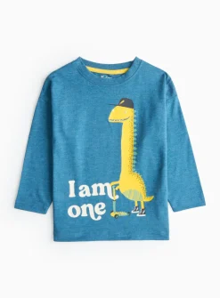 I Am 1 Slogan Blue Dino Print T-Shirt 1-2 years