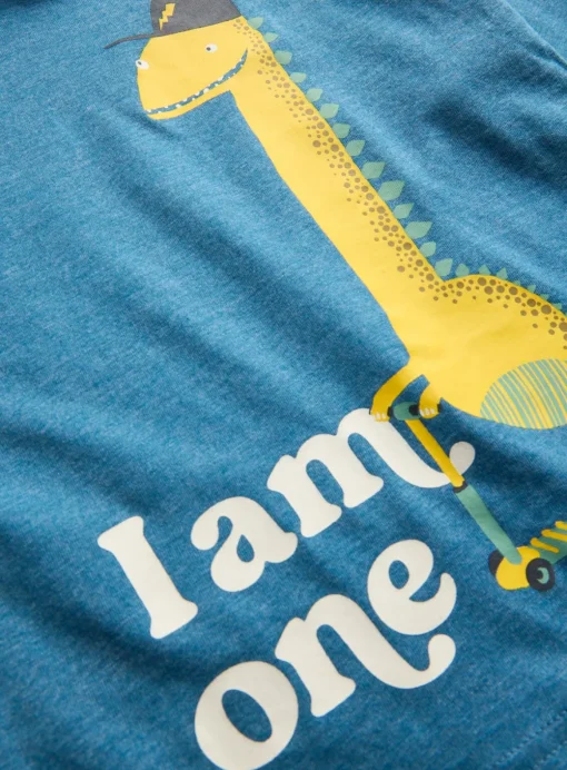 I Am 1 Slogan Blue Dino Print T-Shirt 1-2 years