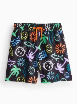 Icon Paint Print Swim Shorts 3 years