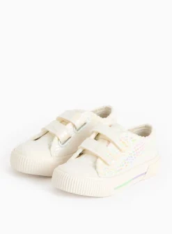 Iridescent Snake Print Double Strap Trainers 10 Infant