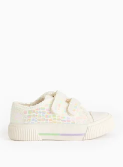 Iridescent Snake Print Double Strap Trainers 10 Infant