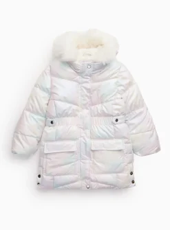 Iridescent Tie Dye Hooded Puffer Coat 13-14 years