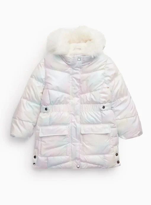Iridescent Tie Dye Hooded Puffer Coat 13-14 years
