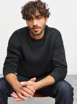JACAMO Relaxed Crew Neck Sweat Black 1XL