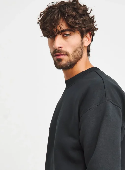 JACAMO Relaxed Crew Neck Sweat Black 1XL