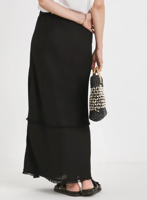 JD WILLIAMS Linen Mix Frayed Hem Skirt 22