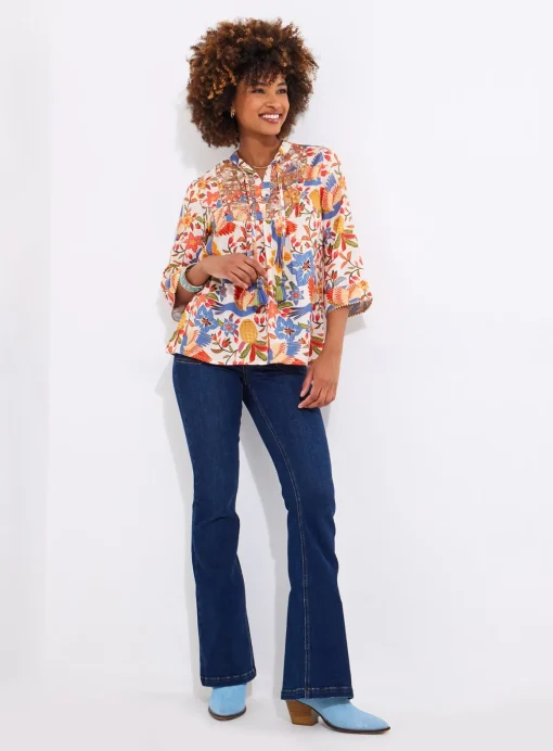 JOE BROWNS Bird Print Embroidered Top 12