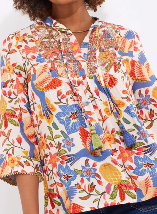 JOE BROWNS Bird Print Embroidered Top 12