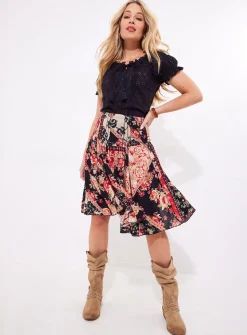 JOE BROWNS Floral Patchwork Knee Length Skirt 16