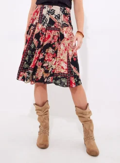 JOE BROWNS Floral Patchwork Knee Length Skirt 16