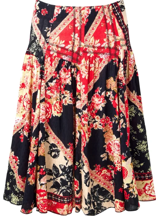 JOE BROWNS Floral Patchwork Knee Length Skirt 16
