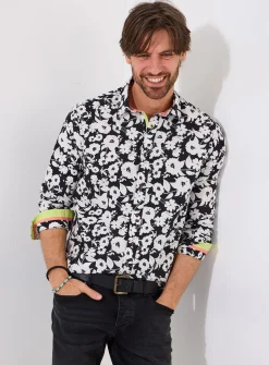 JOE BROWNS Monochrome Floral Long Sleeve Shirt L
