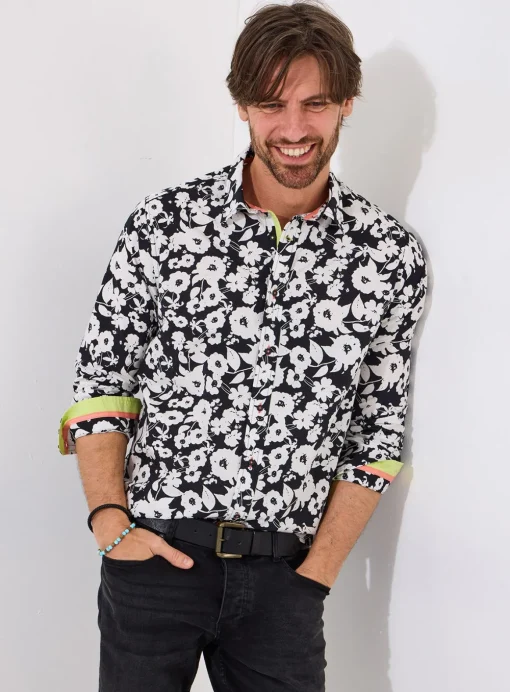 JOE BROWNS Monochrome Floral Long Sleeve Shirt L