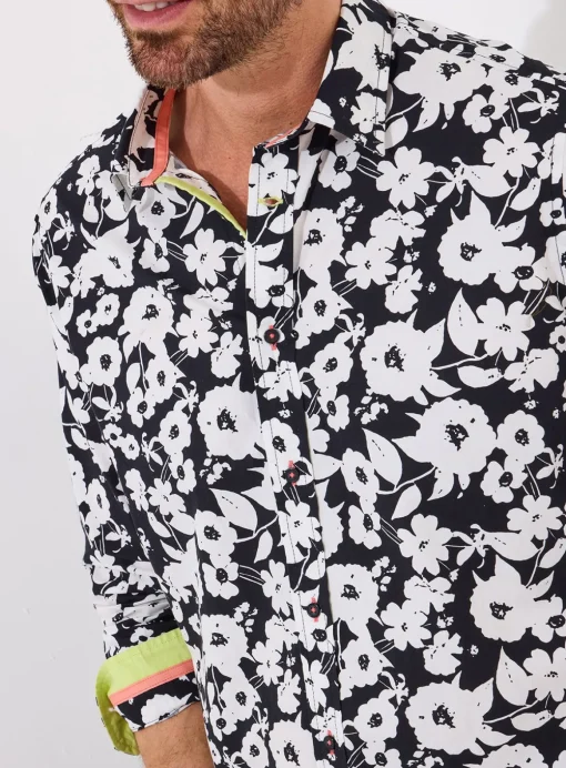 JOE BROWNS Monochrome Floral Long Sleeve Shirt L