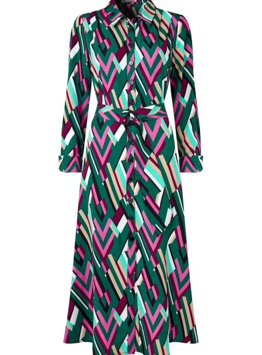 JOE BROWNS Statement Geometric Button Through Belted Midi Shirt Dress 6