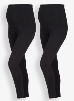 JOJO MAMAN BÉBÉ 2 Pack Cotton Rich Maternity Leggings L