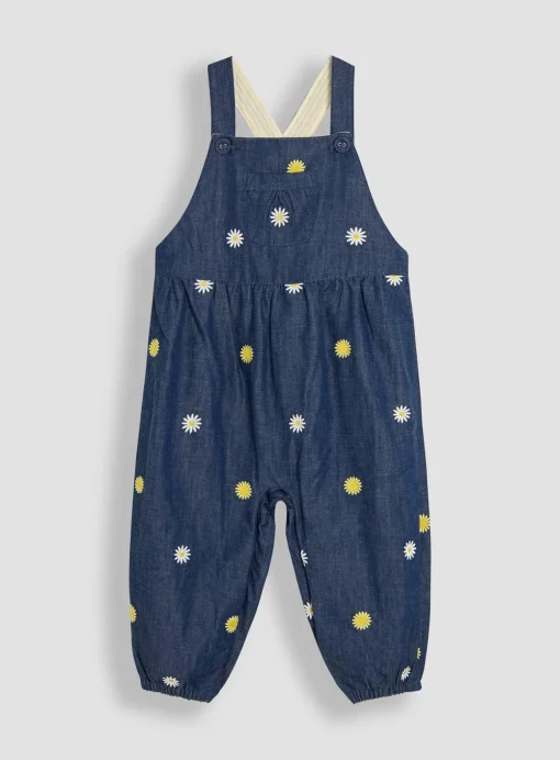 JOJO MAMAN BÉBÉ Daisy & Sunflower Embroidered Dungarees Up To 3 mths