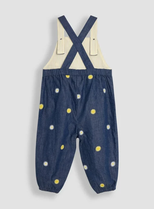 JOJO MAMAN BÉBÉ Daisy & Sunflower Embroidered Dungarees Up To 3 mths