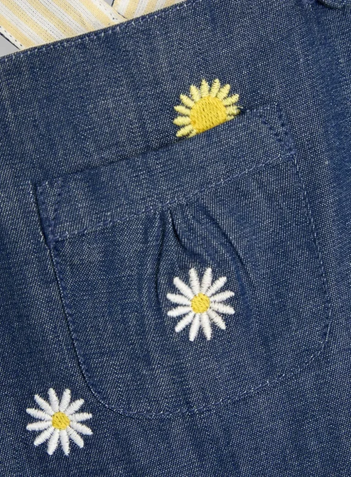 JOJO MAMAN BÉBÉ Daisy & Sunflower Embroidered Dungarees Up To 3 mths