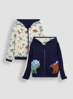 JOJO MAMAN BÉBÉ Dino Applique Reversible Textured Hoodie 6-12 months