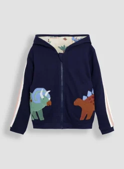 JOJO MAMAN BÉBÉ Dino Applique Reversible Textured Hoodie 6-12 months