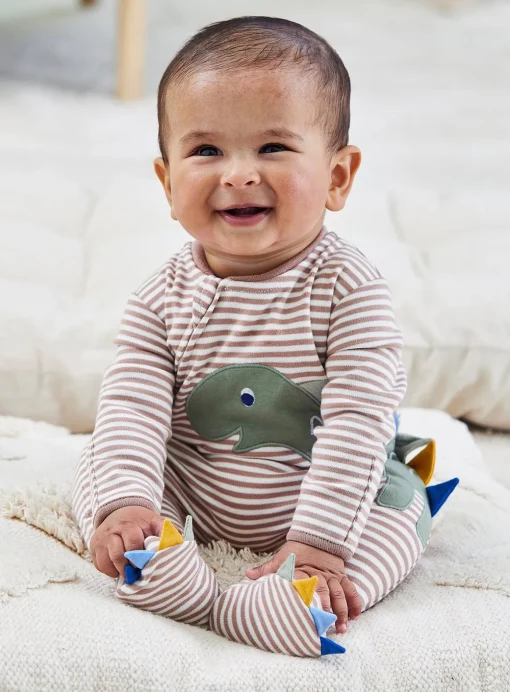 JOJO MAMAN BÉBÉ Dino Applique Zip Sleepsuit 3-6 months