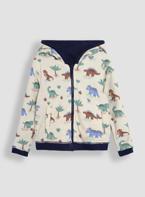 JOJO MAMAN BÉBÉ Dino Applique Reversible Textured Hoodie 6-12 months