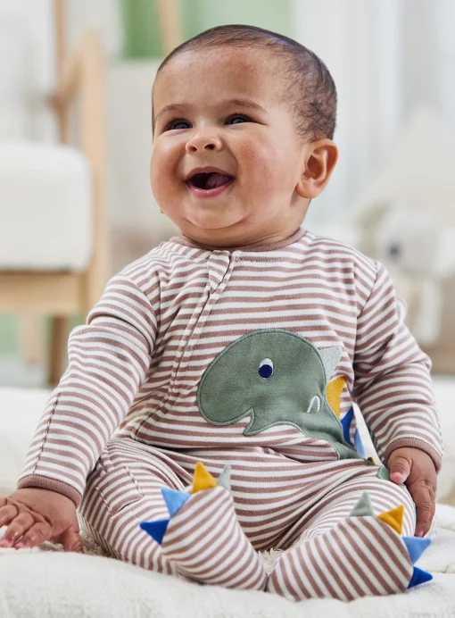 JOJO MAMAN BÉBÉ Dino Applique Zip Sleepsuit 3-6 months