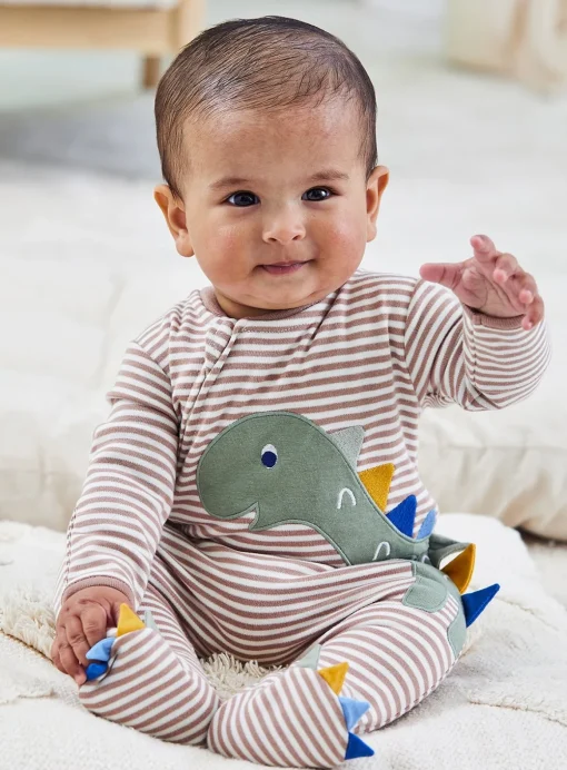 JOJO MAMAN BÉBÉ Dino Applique Zip Sleepsuit 3-6 months
