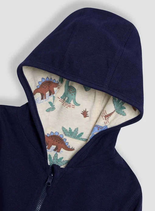 JOJO MAMAN BÉBÉ Dino Applique Reversible Textured Hoodie 6-12 months