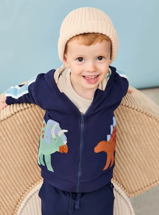JOJO MAMAN BÉBÉ Dino Applique Reversible Textured Hoodie 6-12 months