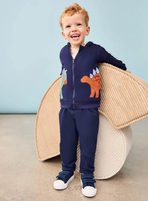JOJO MAMAN BÉBÉ Dino Applique Reversible Textured Hoodie 6-12 months