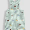 JOJO MAMAN BÉBÉ Dino Embroidered Gingham Dungarees Up To 3 mths