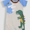 JOJO MAMAN BÉBÉ Dino Novelty Applique Romper Up To 3 mths