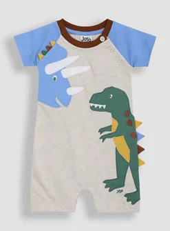 JOJO MAMAN BÉBÉ Dino Novelty Applique Romper Up To 3 mths