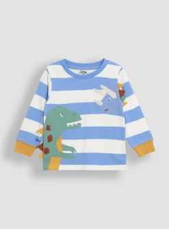 JOJO MAMAN BÉBÉ Dinosaur Novelty Applique Top 6-12 months