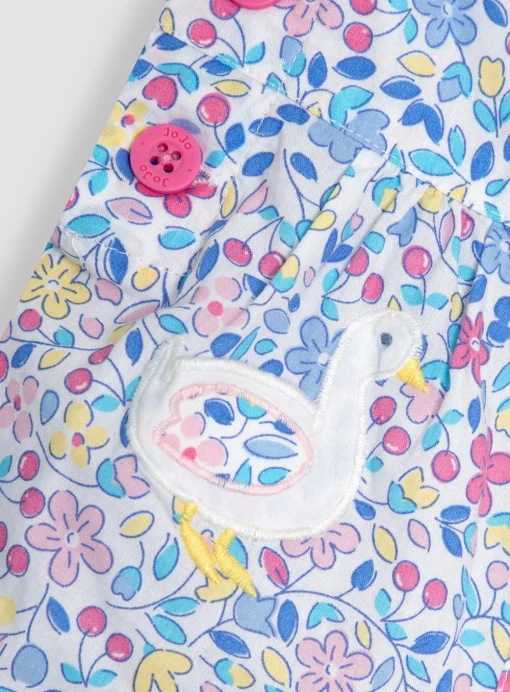 JOJO MAMAN BÉBÉ Duck Applique Pockets Ditsy Floral Dungarees 6-12 months