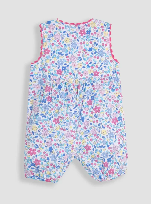 JOJO MAMAN BÉBÉ Duck Applique Pockets Ditsy Floral Dungarees 6-12 months