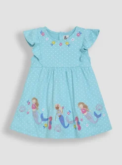 JOJO MAMAN BÉBÉ Mermaid Applique Frill Shoulder Summer Dress 2-3 Years