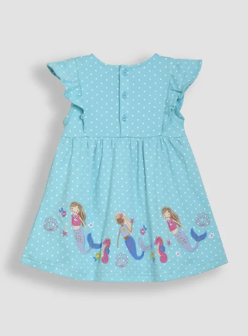 JOJO MAMAN BÉBÉ Mermaid Applique Frill Shoulder Summer Dress 2-3 Years