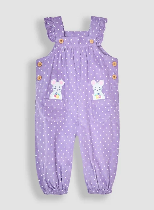 JOJO MAMAN BÉBÉ Mouse Applique Cord Dungarees & Top Set 18-24 months