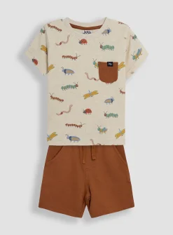 JOJO MAMAN BÉBÉ 2-Piece Bug Print T-Shirt & Short Set Up To 3 mths