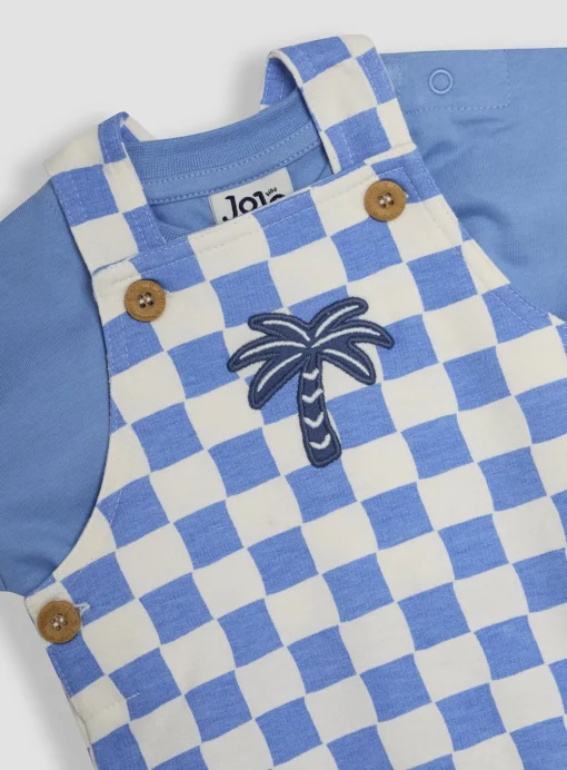 JOJO MAMAN BÉBÉ 2-Piece Checkerboard Print Dungarees & T-Shirt Set 6-12 months