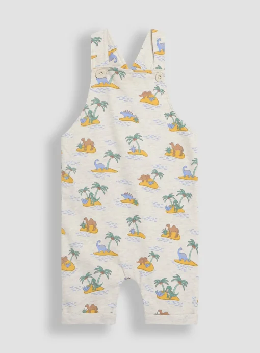 JOJO MAMAN BÉBÉ 3-Piece Dino Dungarees & T-Shirt Set With Hat 3-6 months