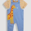 JOJO MAMAN BÉBÉ 2-Piece Giraffe Applique Dungarees & T-Shirt Set 3-6 months