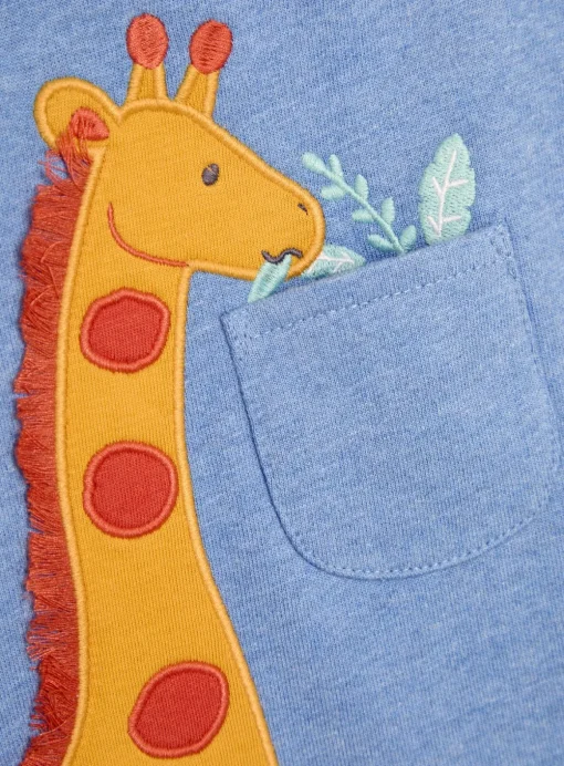 JOJO MAMAN BÉBÉ 2-Piece Giraffe Applique Dungarees & T-Shirt Set 3-6 months