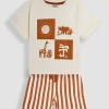 JOJO MAMAN BÉBÉ 2-Piece Safari Print & Stripe Short Set Up To 3 mths