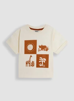 JOJO MAMAN BÉBÉ 2-Piece Safari Print & Stripe Short Set Up To 3 mths